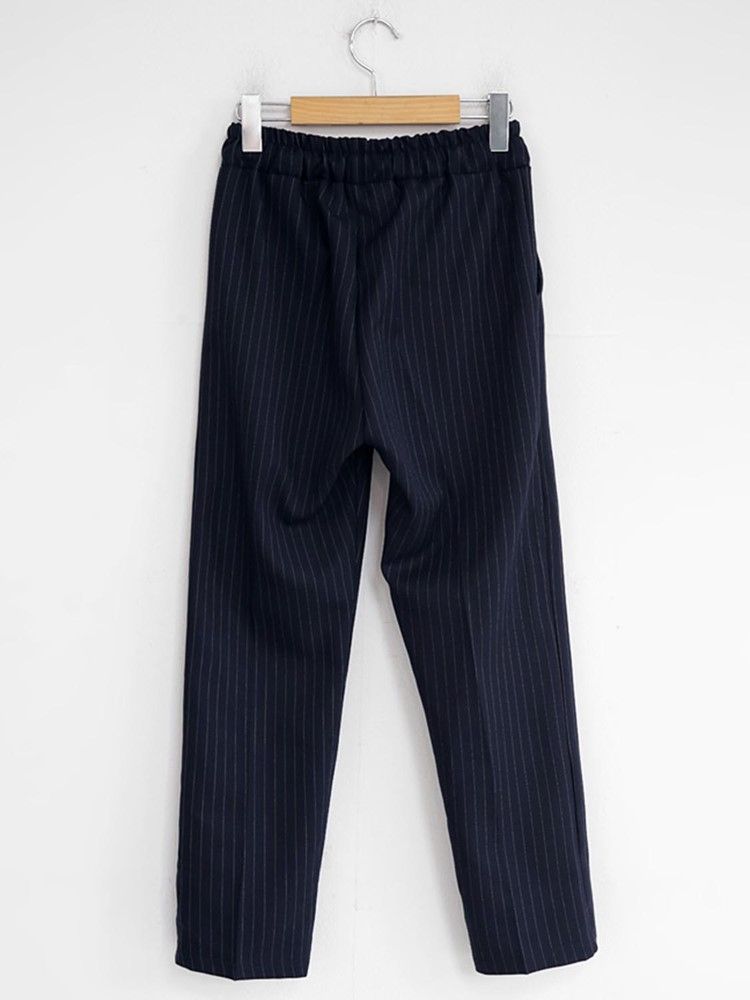 Damen Slim Pocket Stripe Knöchellange Gerade Freizeithose