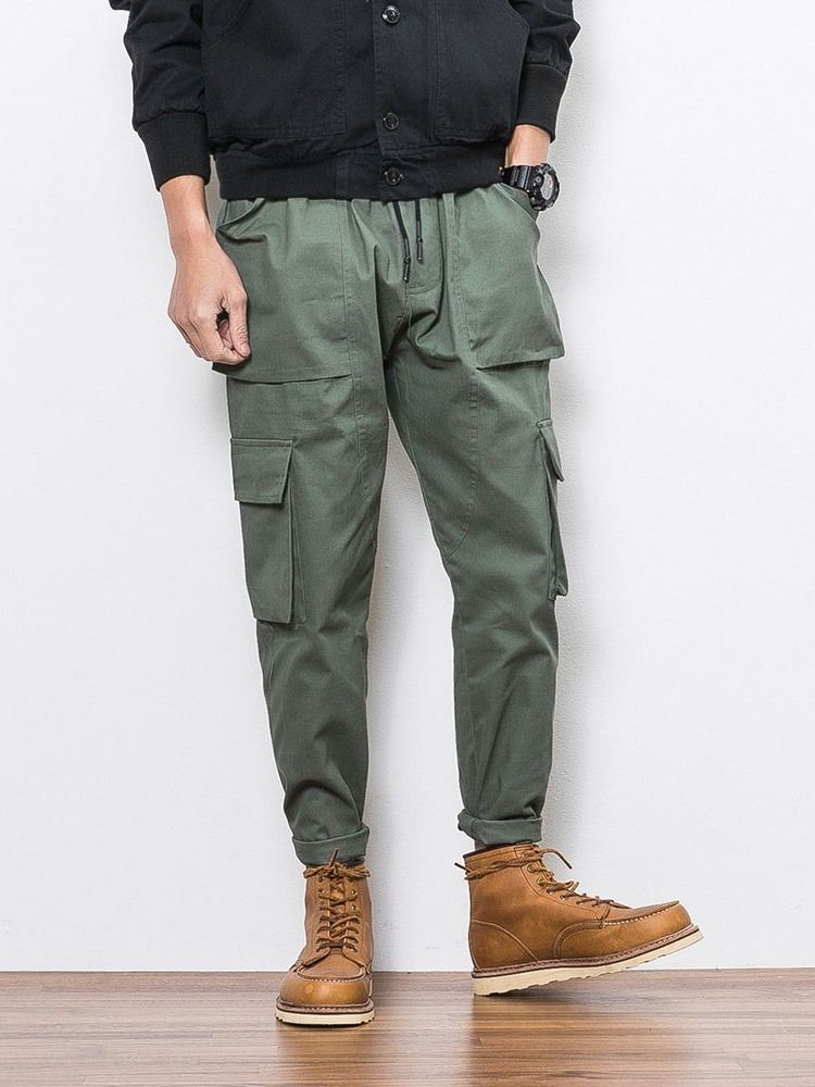 Einfarbige Taschen-overall-schnürhose Für Herren