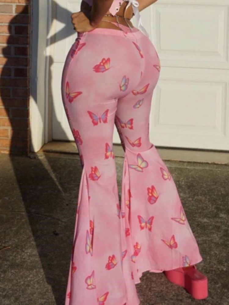 Flare-hose Mit Animal-print Und Niedrigem Bund Für Damen