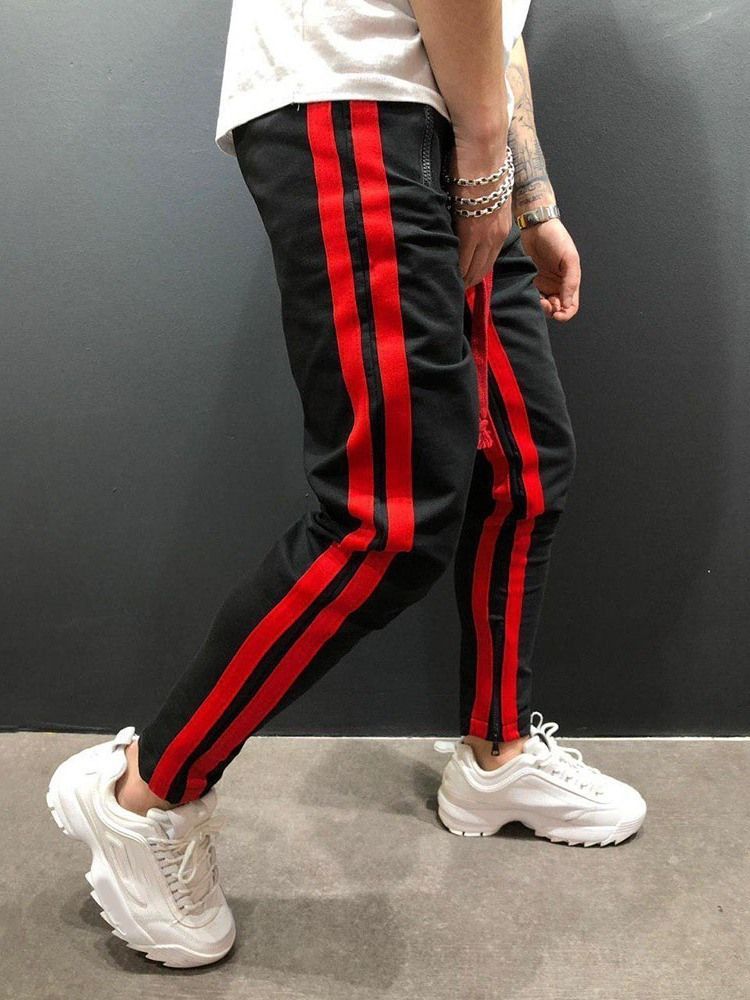 Herren-farbblock-freizeithose Mit Mittlerer Taille Zum Schnüren