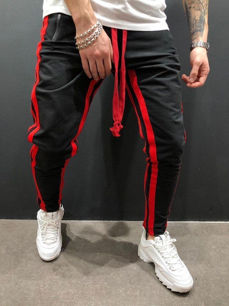 Herren-farbblock-freizeithose Mit Mittlerer Taille Zum Schnüren