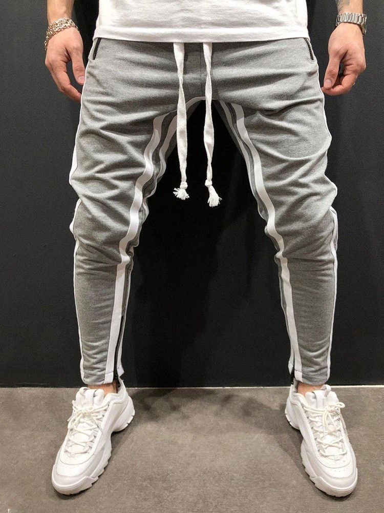 Herren-farbblock-freizeithose Mit Mittlerer Taille Zum Schnüren