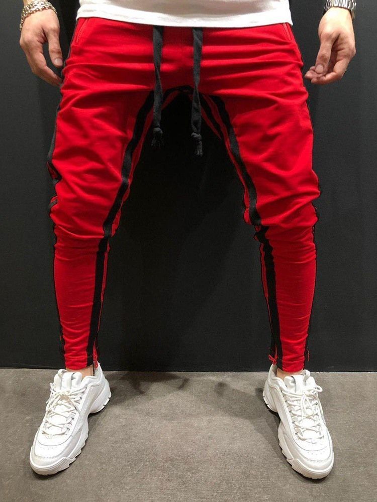 Herren-farbblock-freizeithose Mit Mittlerer Taille Zum Schnüren