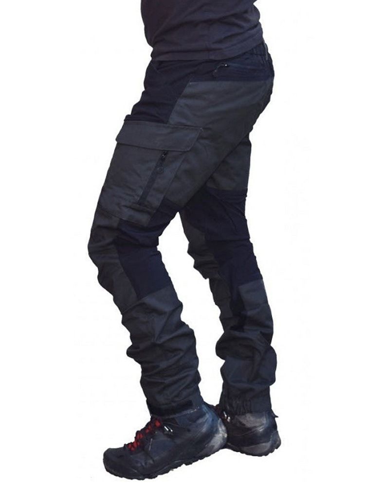 Herren-farbblock-patchwork-overall Four Seasons Zipper Casual Pants
