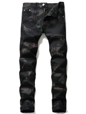 Herren Print Mid Waist Four Seasons Freizeithose