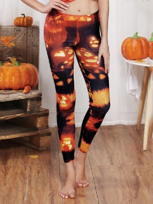 Kürbis-leggings Mit Farbblock Für Damen