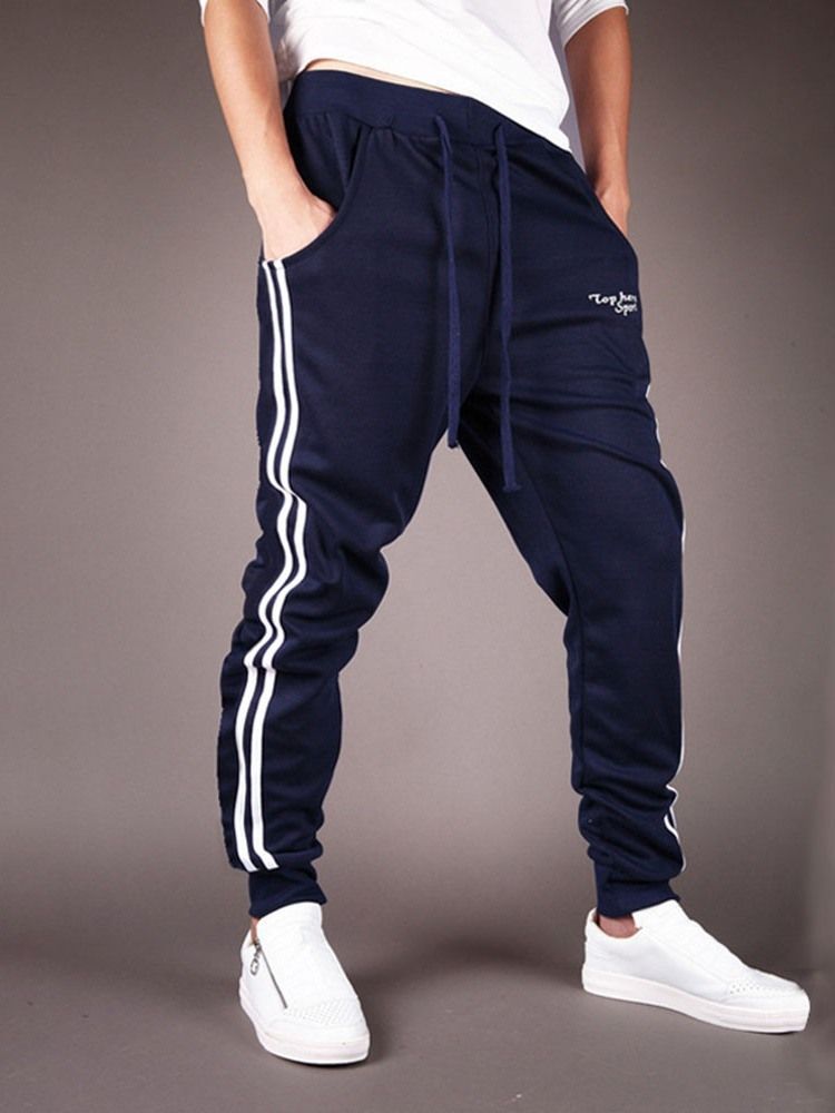 Patchwork Farbblock Bleistifthose Schnürsport Freizeit Herrenhosen