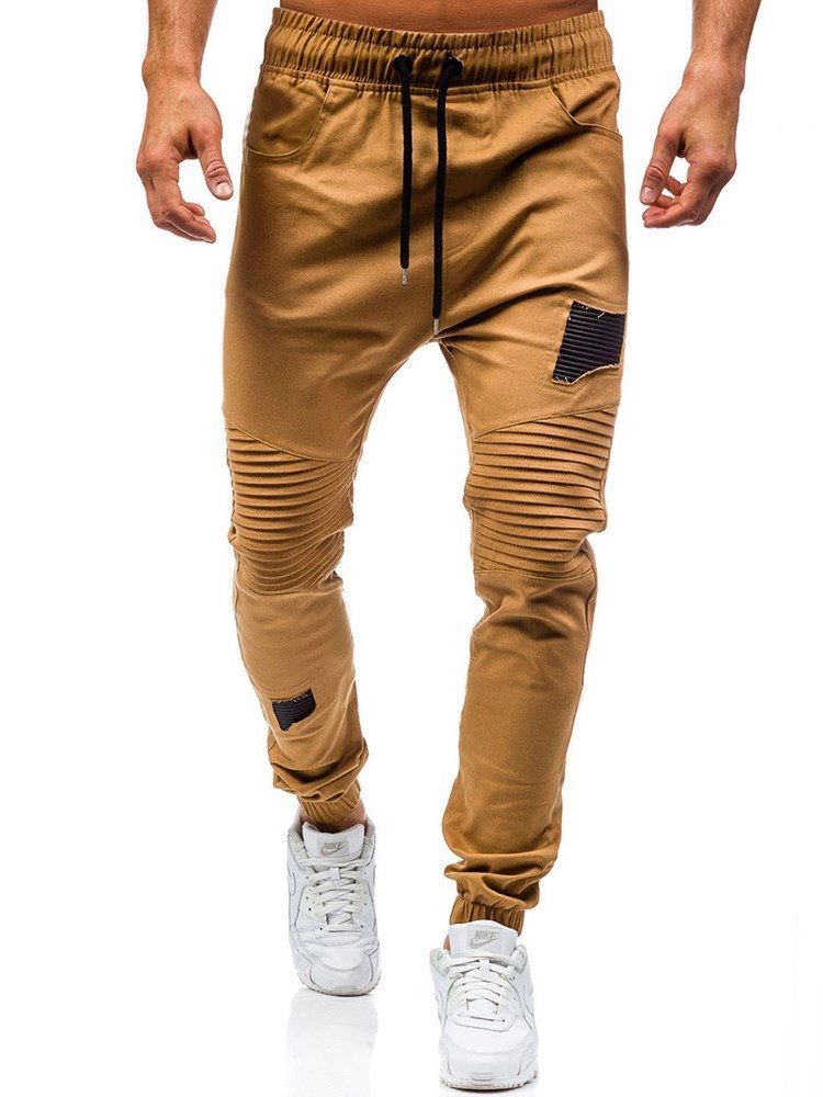 Patchwork Lace Up Micro-elastic Herren Freizeithose