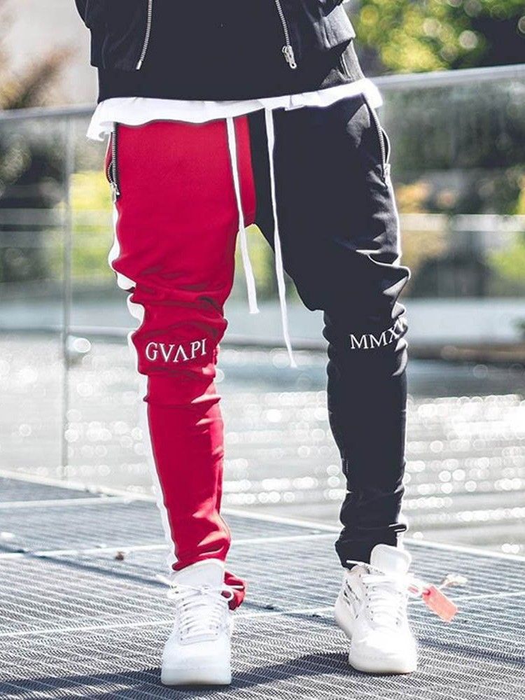 Streifen Patchwork Herbst Herren Freizeithose