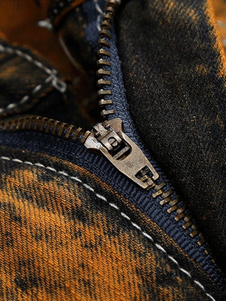 Unique Denim Holes Pocket Patched Casual Herrenhosen