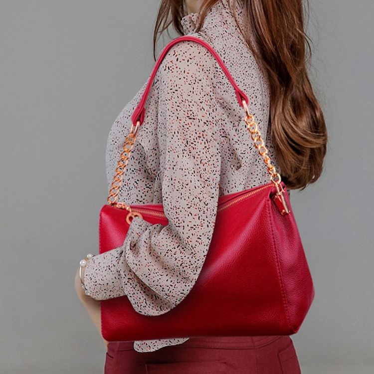 Kette Pu Plain Rectangle Damen Umhängetaschen