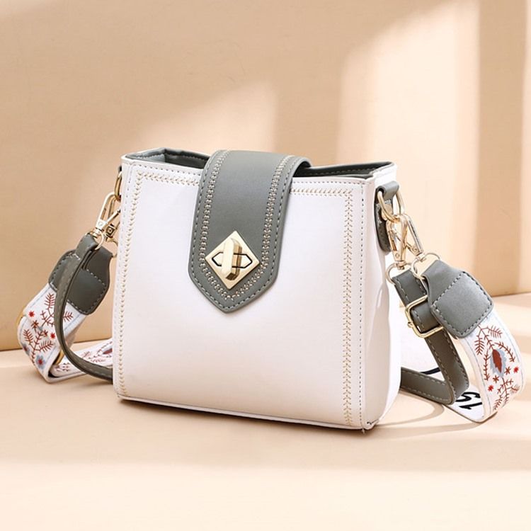 Pu Plain Thread Rectangle Casual Crossbody Bags