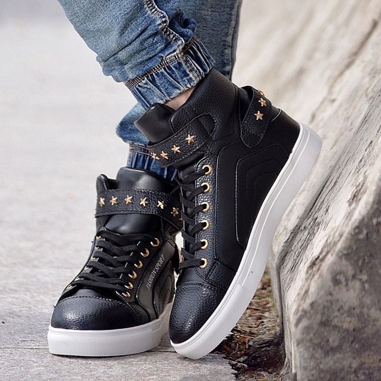 Pu Rivet Lace-up High-cut Upper Herren Sneakers Men