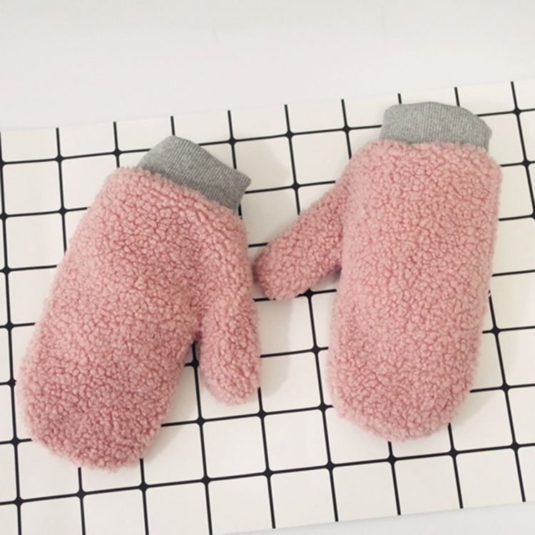 Pure Color Cutie Fluffy Damenhandschuhe Glo