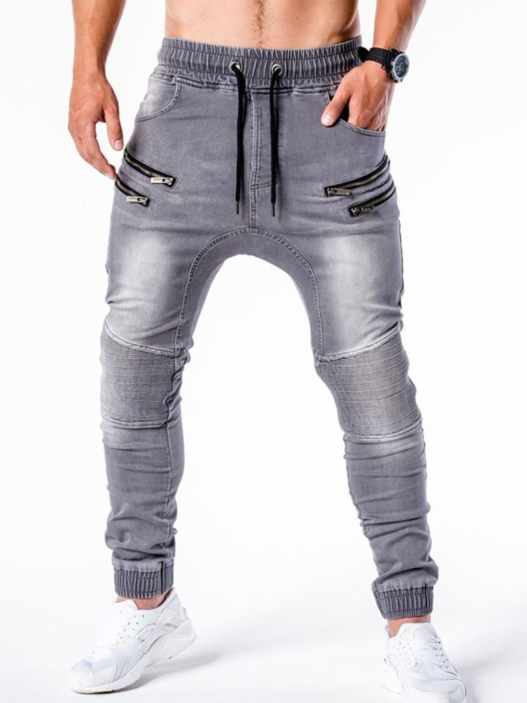 Bleistifthose Getragen Mid Waist Hip Hop Herren Jeans