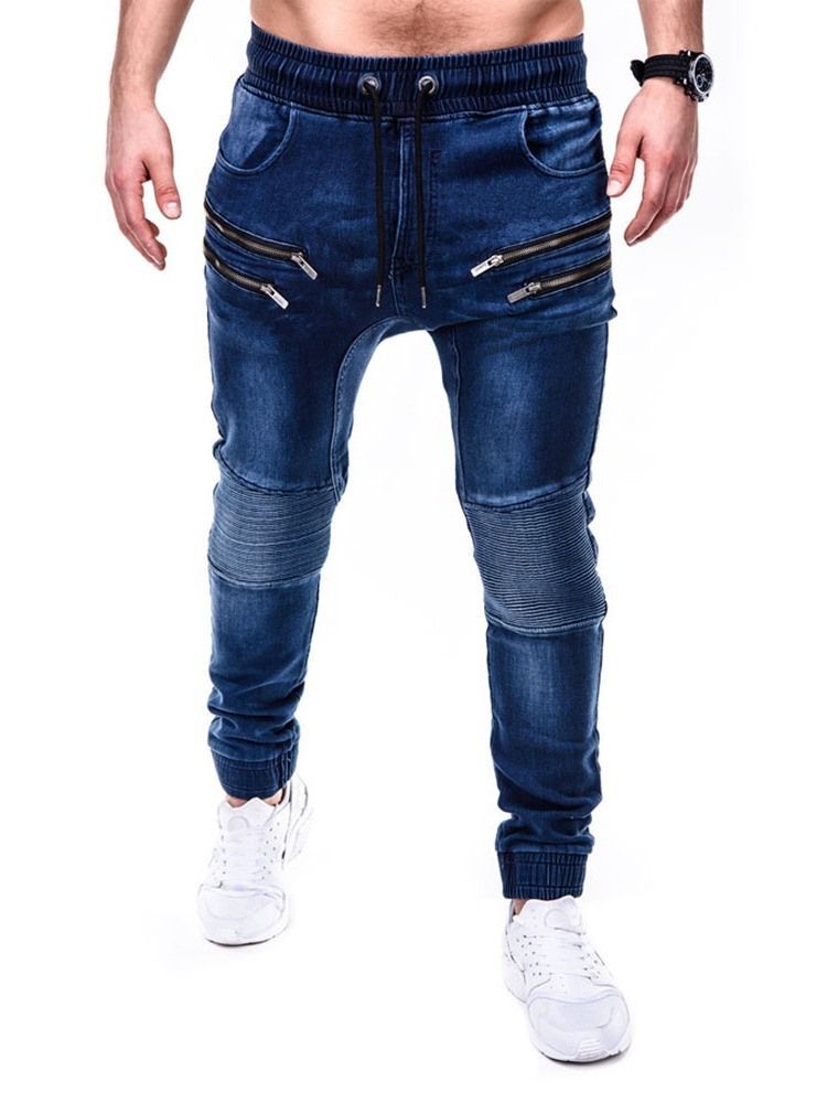 Bleistifthose Reißverschluss Lässige Herren Jeans Mit Mittlerer Taille