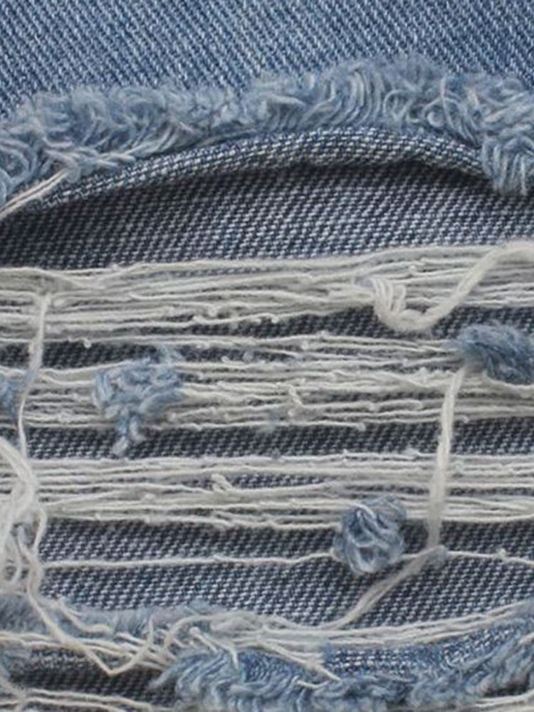 Damen-jeans Mit Gestreiftem Loch Und Schmalem Reißverschluss