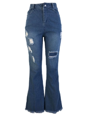 Damen-loch Schlaghose Slim High Waist Jeans