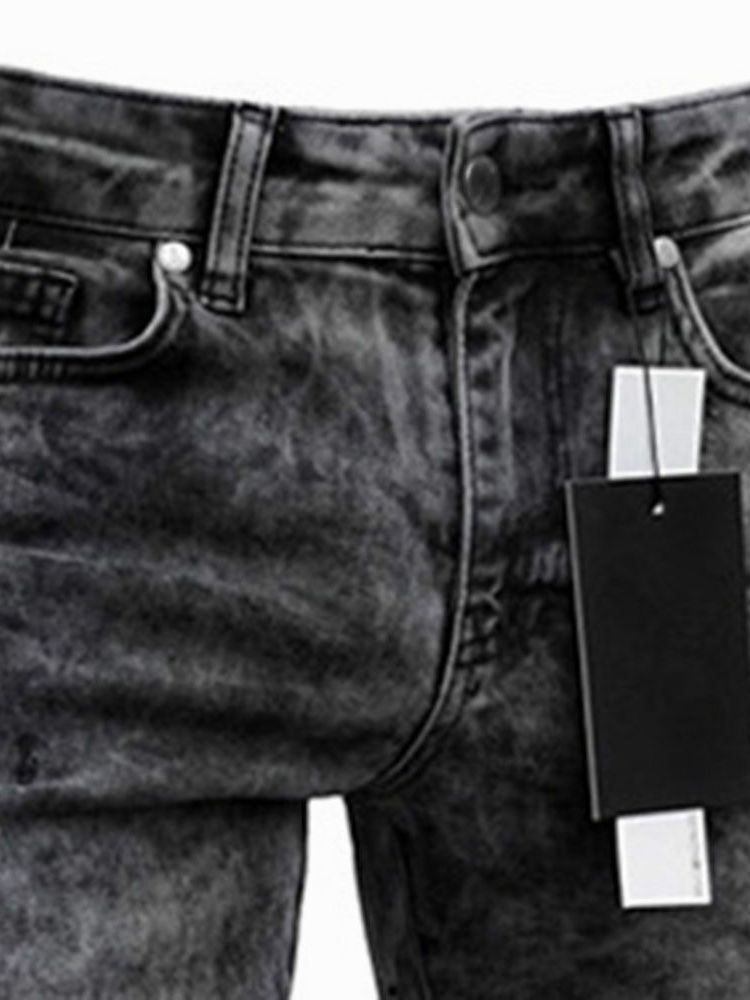Einfarbige Herren-jeans Mit Mittlerem Bund