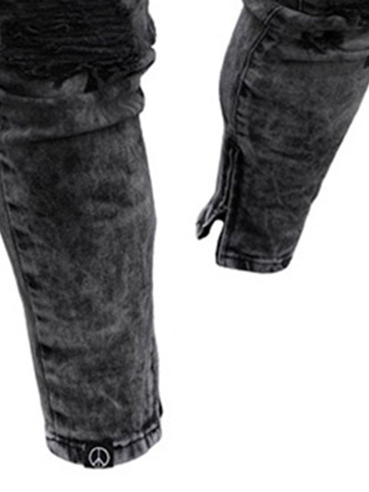Einfarbige Herren-jeans Mit Mittlerem Bund