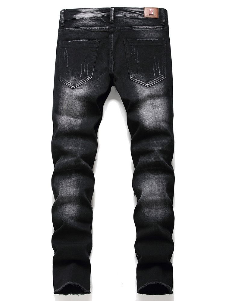 Gerade Print Casual Reißverschluss Herren Jeans