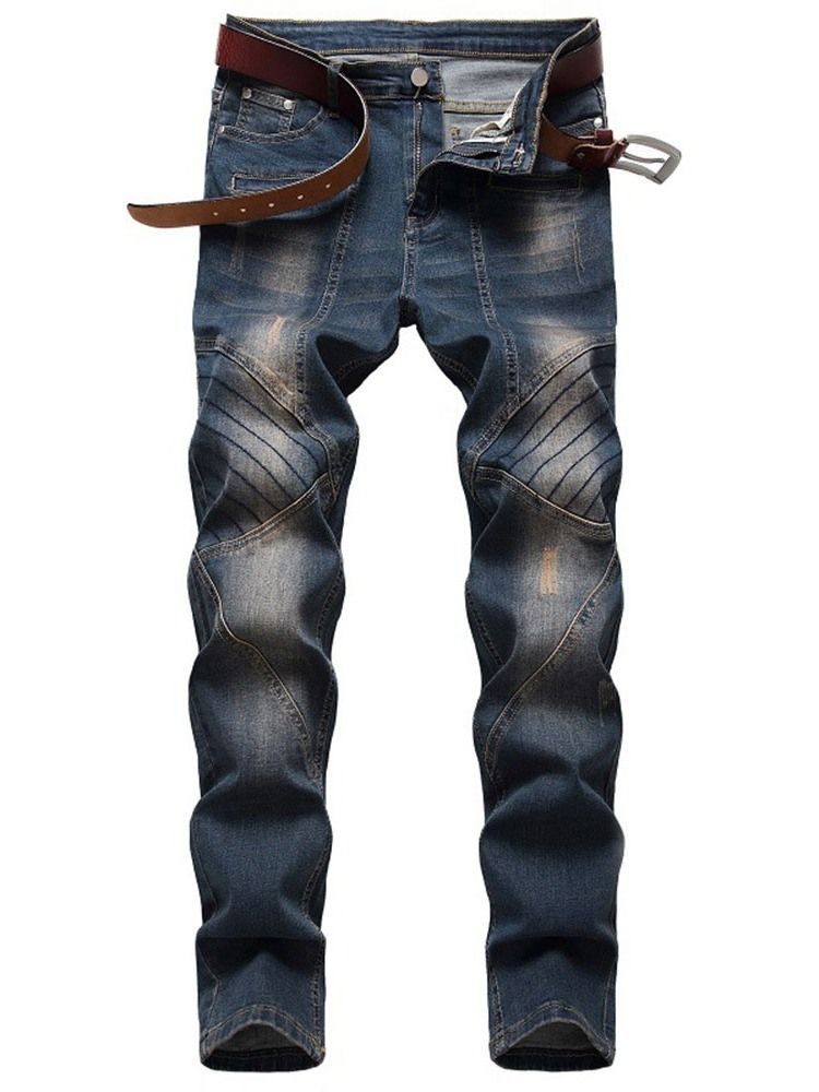 Herren Getragene Gerade Europäische Jeans Mit Mittlerer Taille
