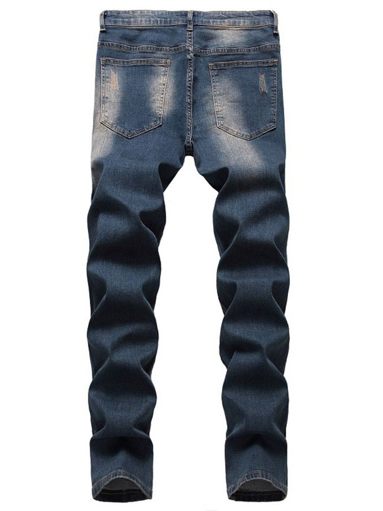 Herren Getragene Gerade Europäische Jeans Mit Mittlerer Taille