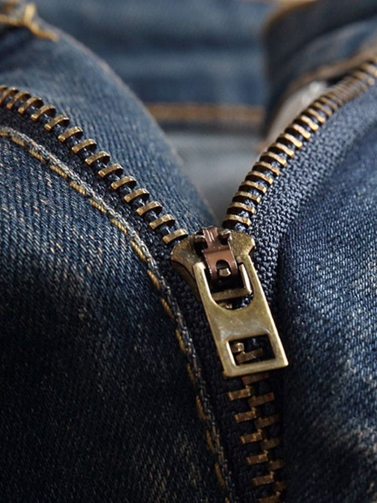 Herren Getragene Gerade Europäische Jeans Mit Mittlerer Taille