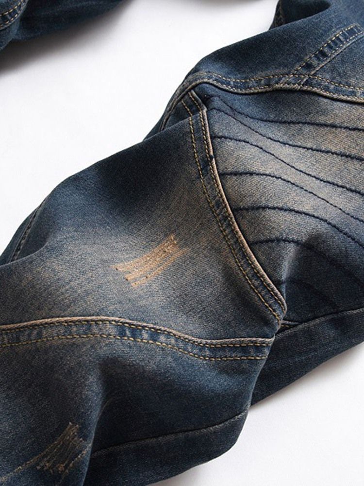 Herren Getragene Gerade Europäische Jeans Mit Mittlerer Taille