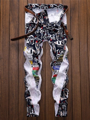Herren-jeans Mit Geradem Europäischen Patchwork Im Farbblock-design European