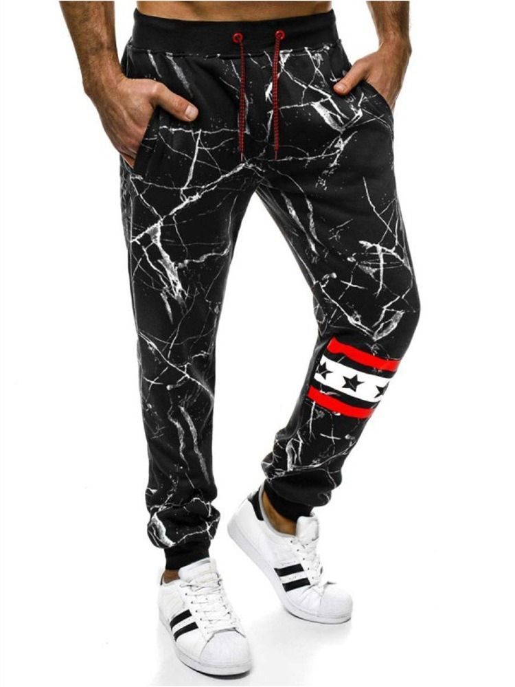 Lace-up Color Block Mid Waist Herren Freizeitjeans