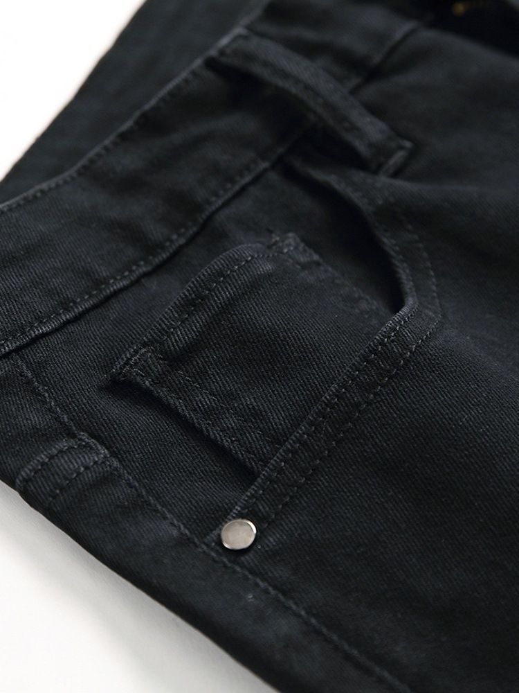 Patchwork Color Block Mid-waist Herren Zerrissene Jeans