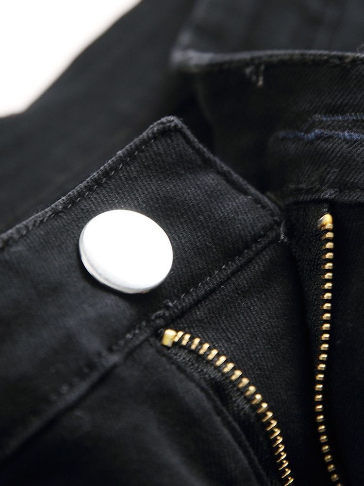 Patchwork Color Block Mid-waist Herren Zerrissene Jeans