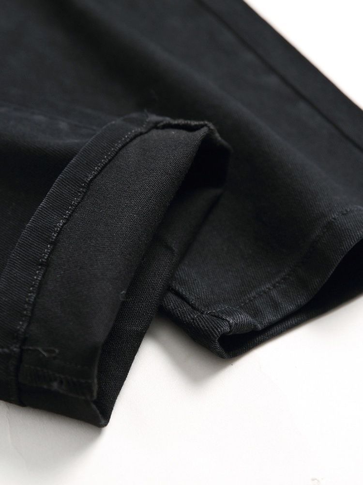 Patchwork Color Block Mid-waist Herren Zerrissene Jeans