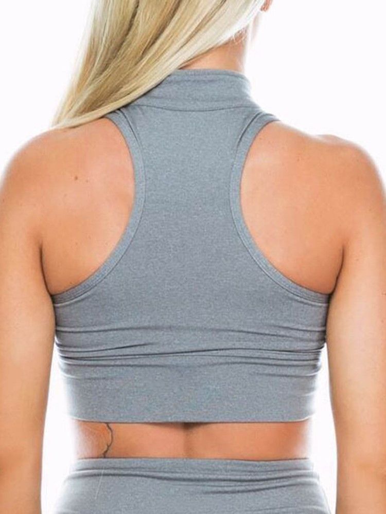 Damen Einfarbige Schnell Trocknende Tanktops Mit Front-reißverschluss