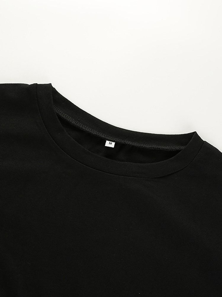 Damen Feste Baumwolle Pullover Kurzarm Sportoberteile