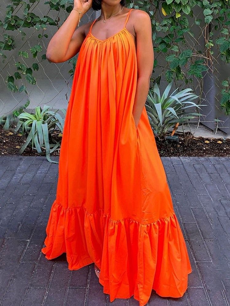 Bodenlanges Ärmelloses Schlichtes Kleid Für Damen