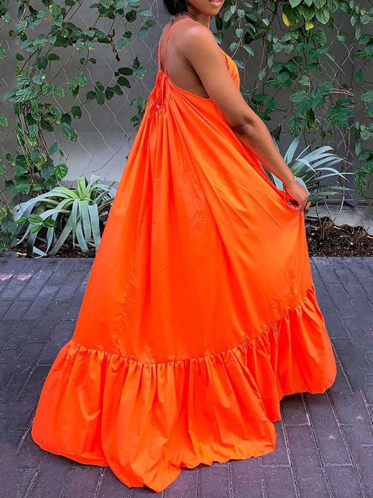 Bodenlanges Ärmelloses Schlichtes Kleid Für Damen