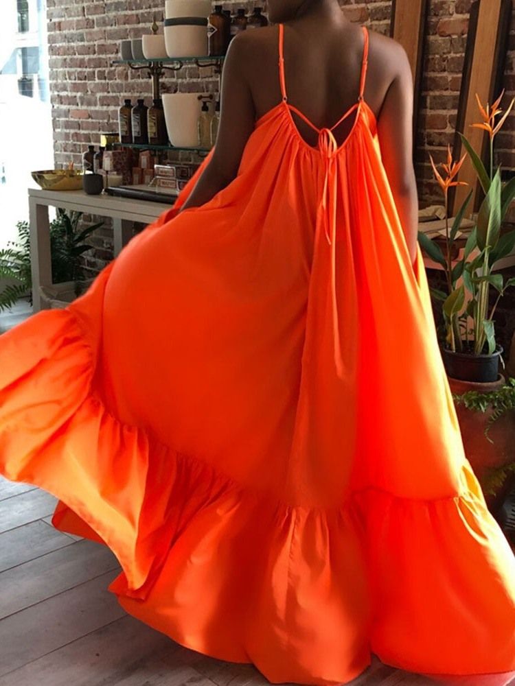 Bodenlanges Ärmelloses Schlichtes Kleid Für Damen
