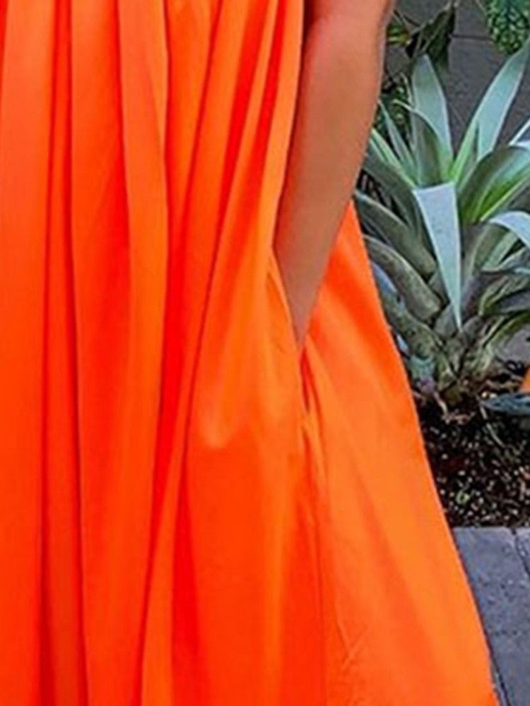Bodenlanges Ärmelloses Schlichtes Kleid Für Damen