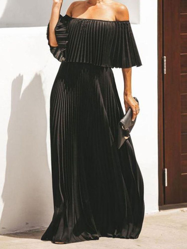 Bodenlanges Dreiviertellanges Schulterfreies Sommerkleid Für Damen