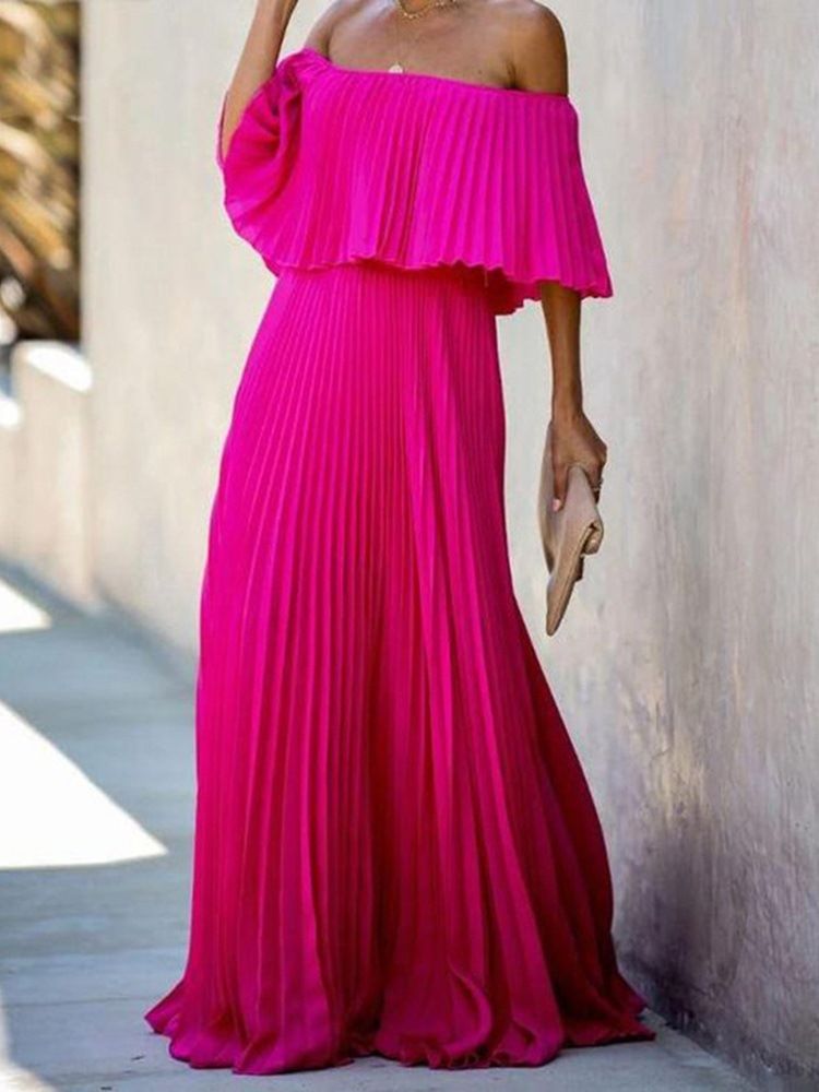 Bodenlanges Dreiviertellanges Schulterfreies Sommerkleid Für Damen