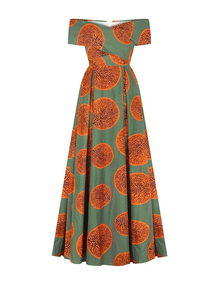 Bodenlanges Kurzärmliges Kleid Für Damen Mit Hohem Bund