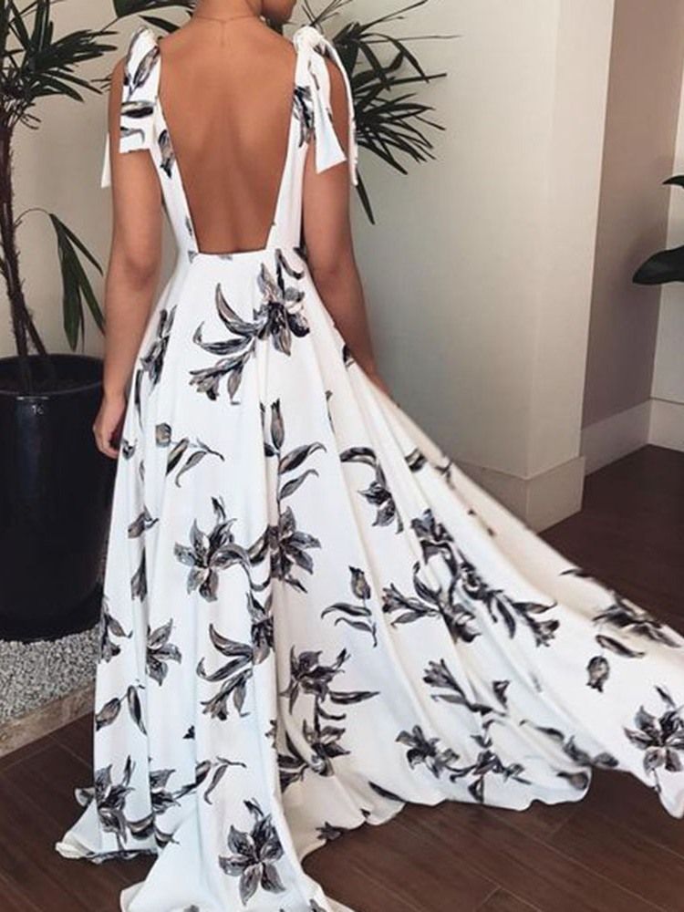 Bodenlanges Rückenfreies Ärmelloses Sexy Kleid Für Damen