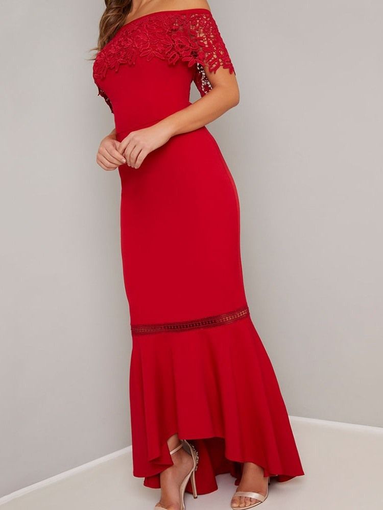 Damen Bodenlanges Kurzarm Patchwork Sommerkleid Mit Mittlerer Taille