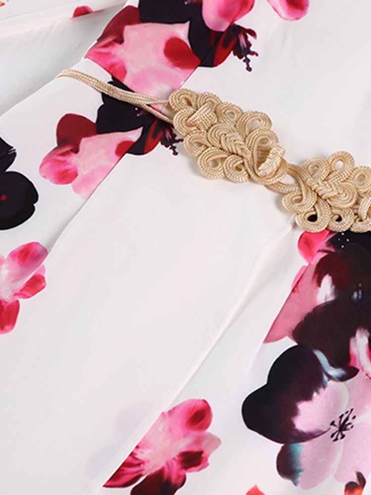 Damen-maxikleid Mit Print Vorne Und Schlitz