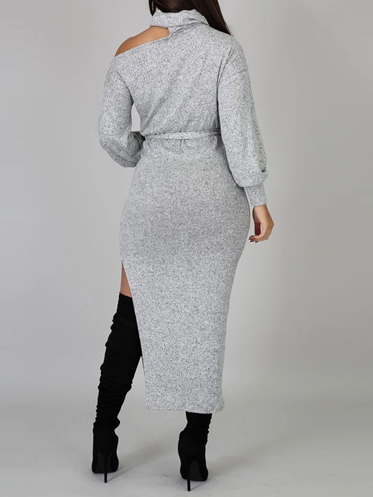 Herbstliches Herbstkleid Mit Hohlem Langarm-pullover Für Damen