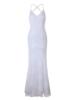 Meerjungfrau-spaghetti-träger-stickerei Damenkleid