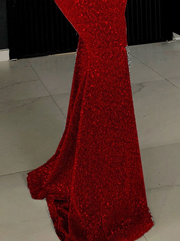 Pailletten Ärmelloses Bodenlanges Spaghettiträger-kleid Mit Mittlerer Taille