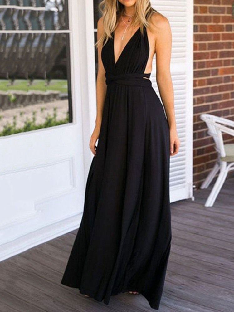 Rückenfreies Bodenlanges Ärmelloses Expansions-damenkleid